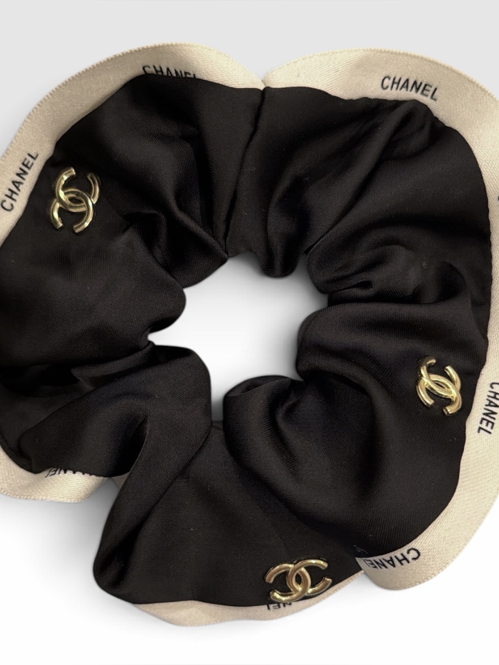 Handmade upcyled Scrunchie with Chanel  fabric